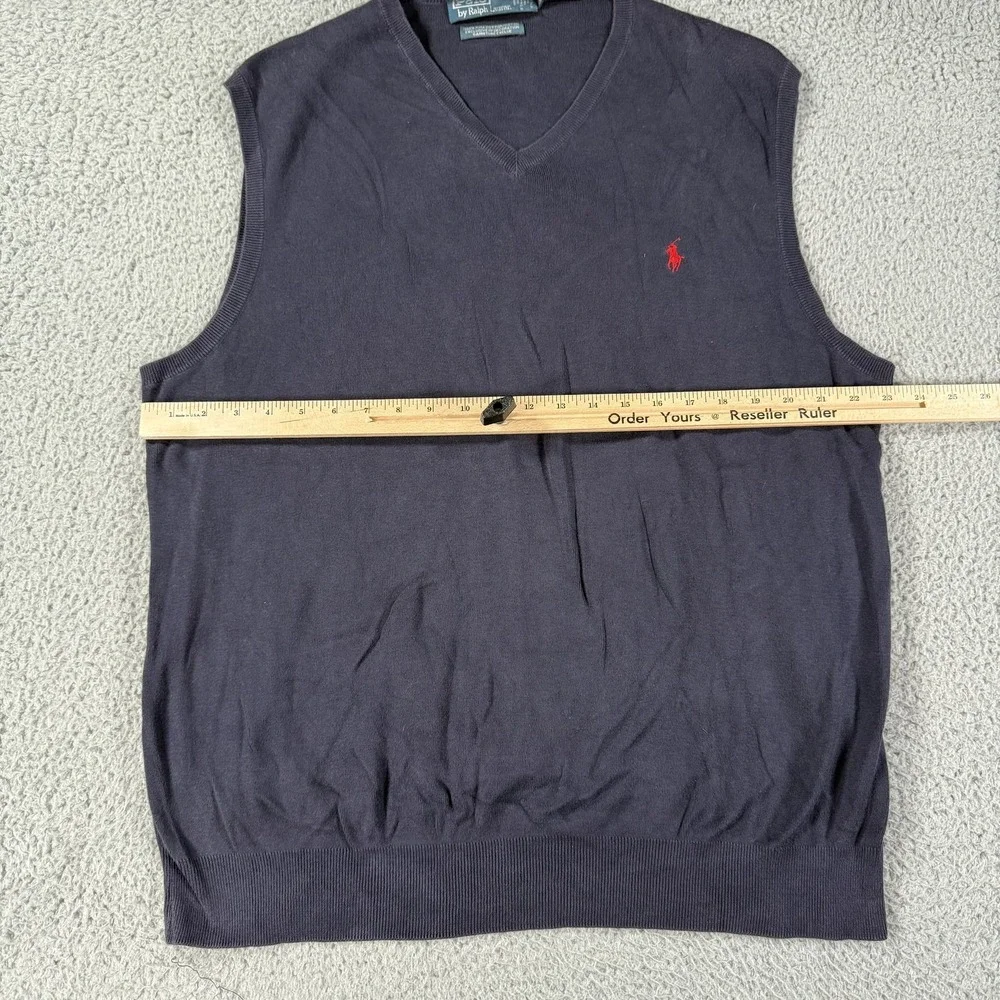 Polo Ralph Lauren Sweater Vest Mens XL Tall Navy Blue V Neck Sleeveless Pullover